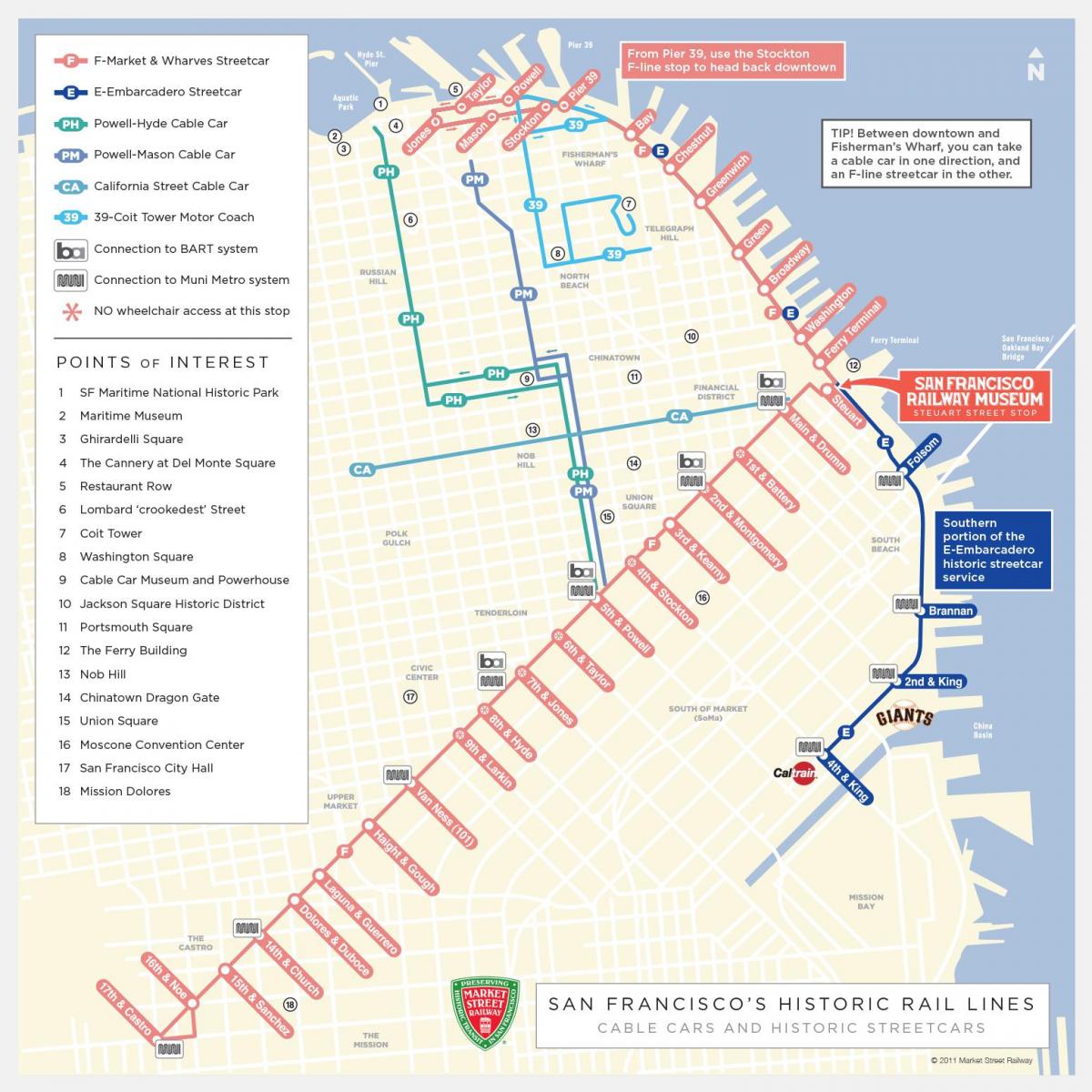 San Francisco tram stations map